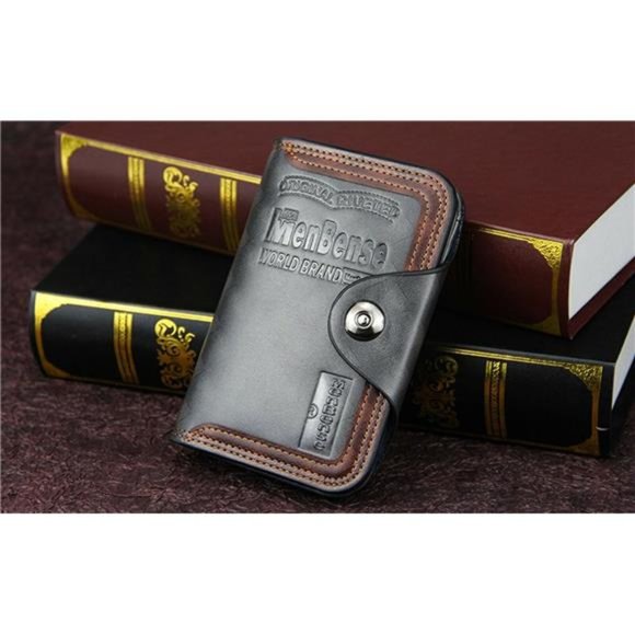 Portafoglio Verticale Uomo In Vera Pelle Cuoio Portacarte E Portamonete Resistente - Foto 6